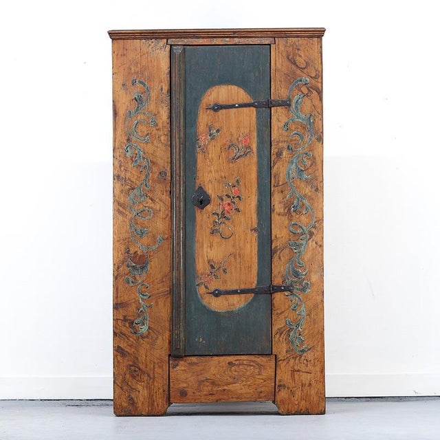 Primitive Farmhouse 18th Century Painted Folk Art Bridal Cabinet For Sale - Image 18 of 18