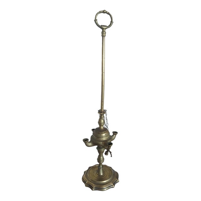 Mid 19th Century Brass Oil Lamp 4 Burners For Sale