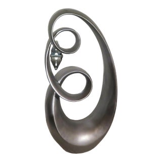 Large Vintage Silver/Gray Figural Polychrome Sculpture For Sale