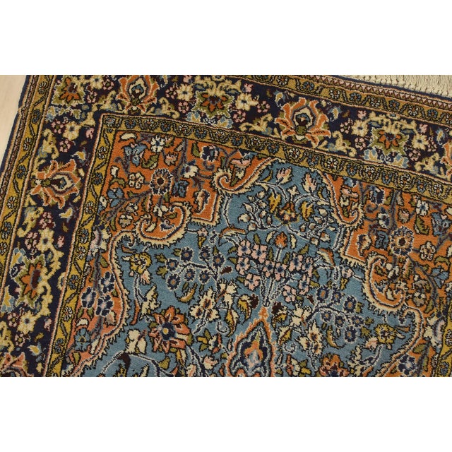 Qom Rug 3’7” X 5’3” Blue Wool Vintage Traditional Hand-Knotted Carpet For Sale In Philadelphia - Image 6 of 12