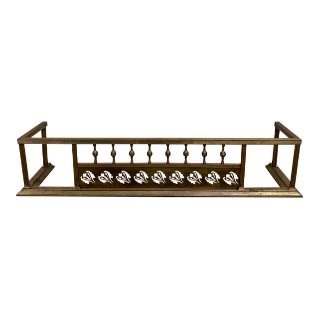Antique Victorian Traditional Brass Fireplace Fender For Sale