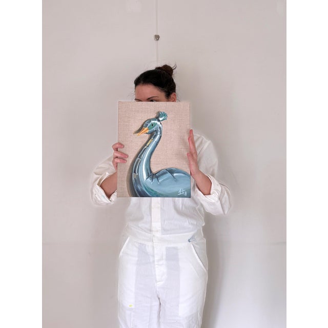 Sofía Cristina Jiménez, Inflatable Peacock Portrait: Lady Phasi 3, 2024, Acrylic on Unprimed Linen For Sale - Image 13 of 15