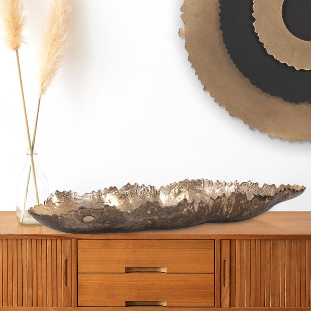 Modern Golden Ore Organic Shaped Oblong Bowl For Sale - Image 3 of 11