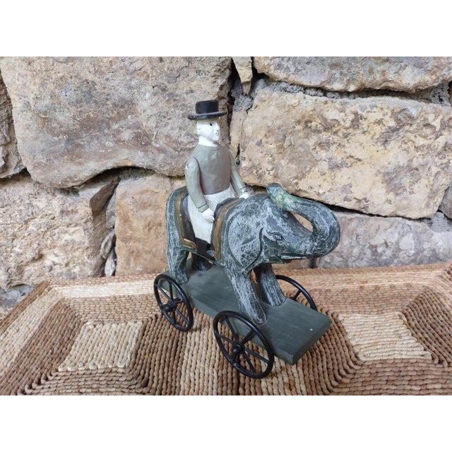Mid 20th Century Americana Folk Art Hand Carved Rider on Elephant For Sale In Kansas City - Image 6 of 6