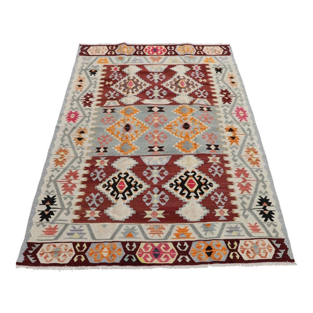 1970s Southwestern Style Geometric Turkish Kilim Rug For Sale