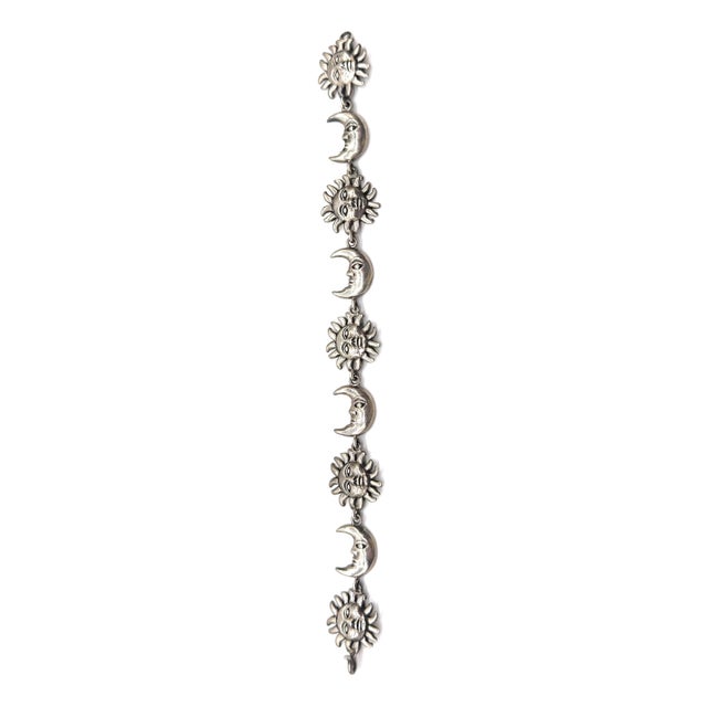 Sergio Bustamante Signed Sterling Silver Sun and Moon Link Bracelet, Mexico, 1980s Dimensions: 7.5" L x 0.5" W Weight: 32...
