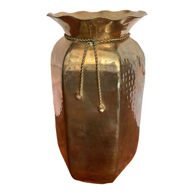 Vintage Large Brass Tassel Rope Decorative Urn | Chairish