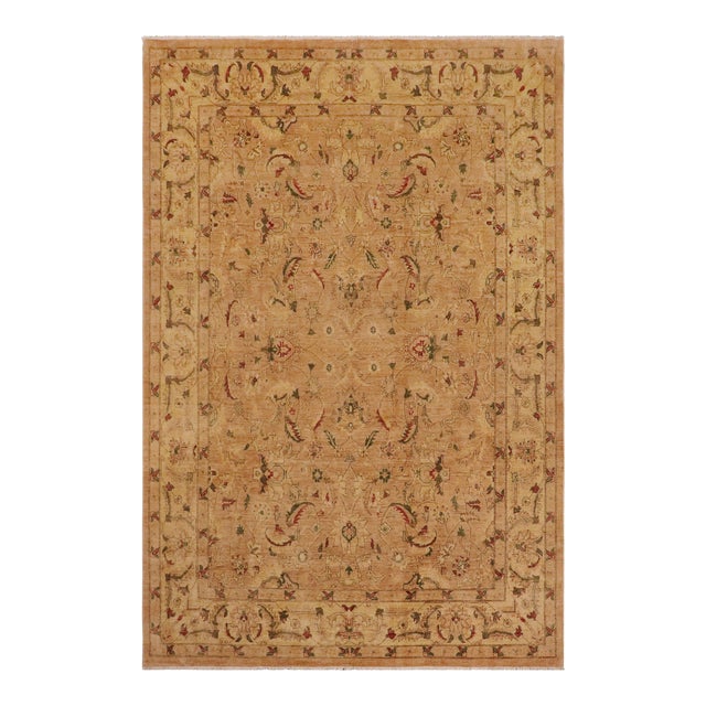 Oriental Ziegler Tan Gold Hand-Knotted Wool Rug - 8'11'' X 11'8'' For Sale