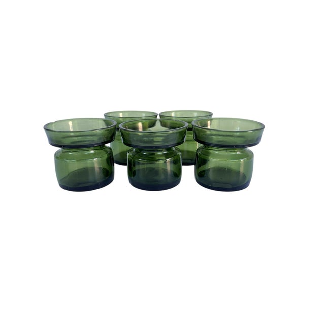 1970s Set of 6 Vintage Dansk Denmark Ihq Green Glass Stackable Candle Holders - Jens Quistgaard MCM For Sale - Image 5 of 6