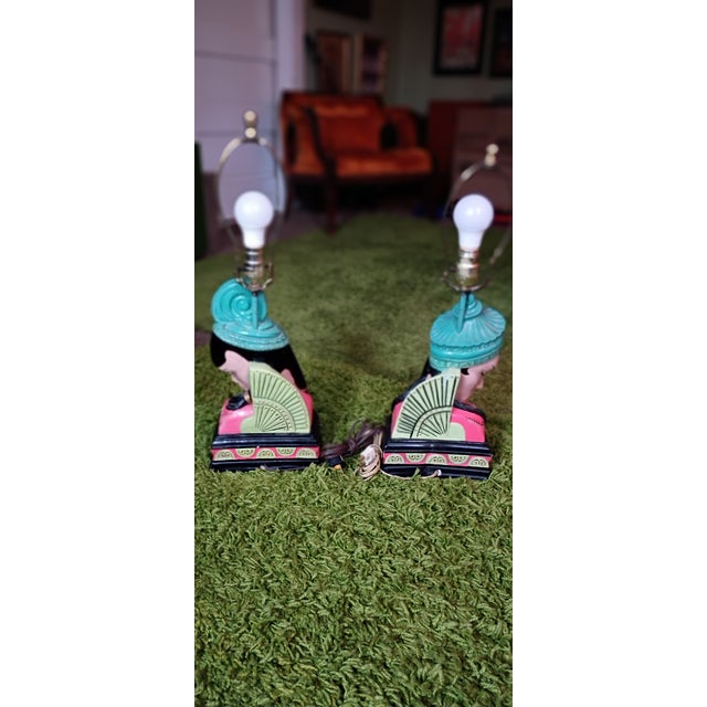 1950s Mid Century Modern Chalkware Lamps For Sale - Image 9 of 11