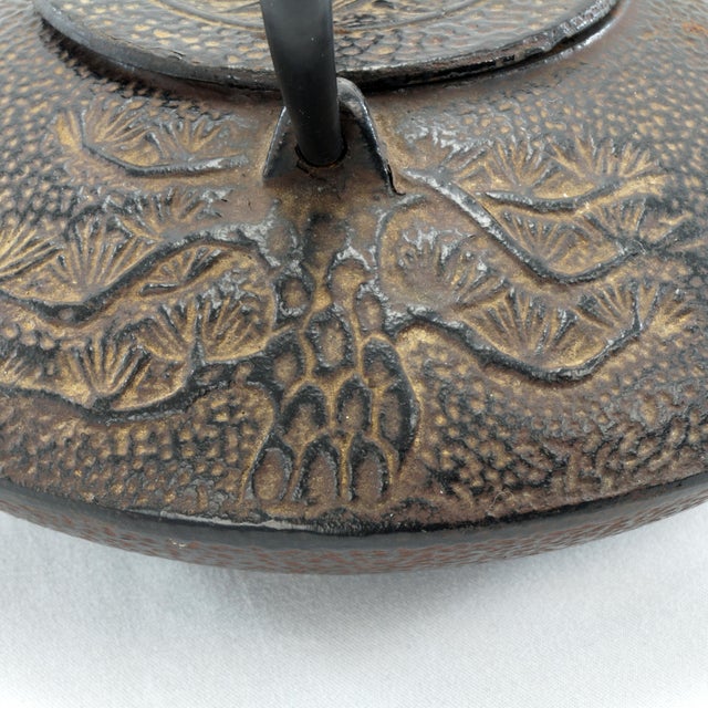 Vintage Japanese Cast Iron Teapot Three Winter Friends Motif For Sale In Phoenix - Image 6 of 13