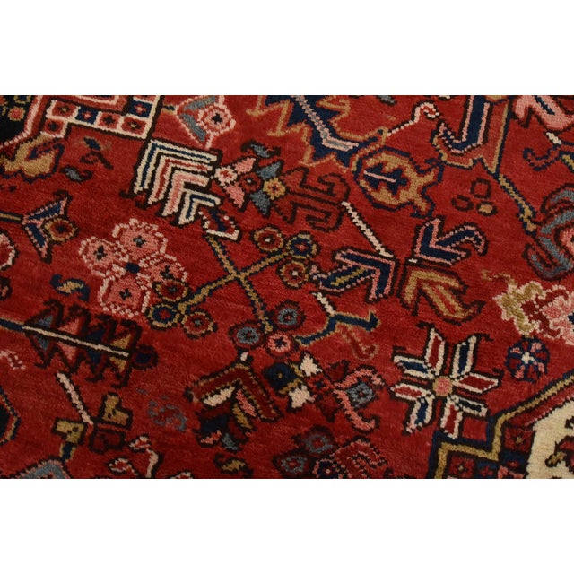 1990s Heriz Rug 8’2” X 11’9” Red Wool Vintage Tribal Hand-Knotted Oriental Carpet For Sale - Image 5 of 15