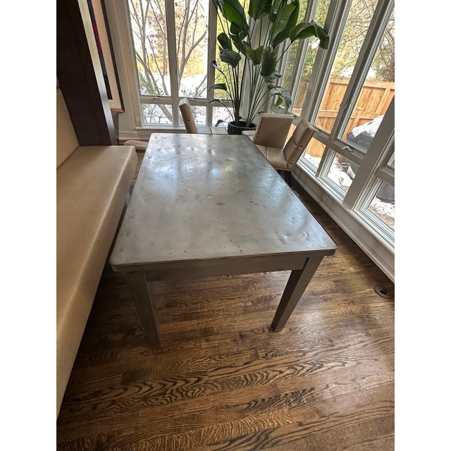 1960s Vintage Industrial Metal Dining Table With Drawers For Sale - Image 5 of 11