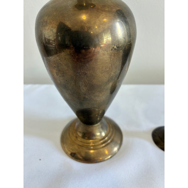 Set of 2, Vintage Brass Bud Vases For Sale In Oklahoma City - Image 6 of 8