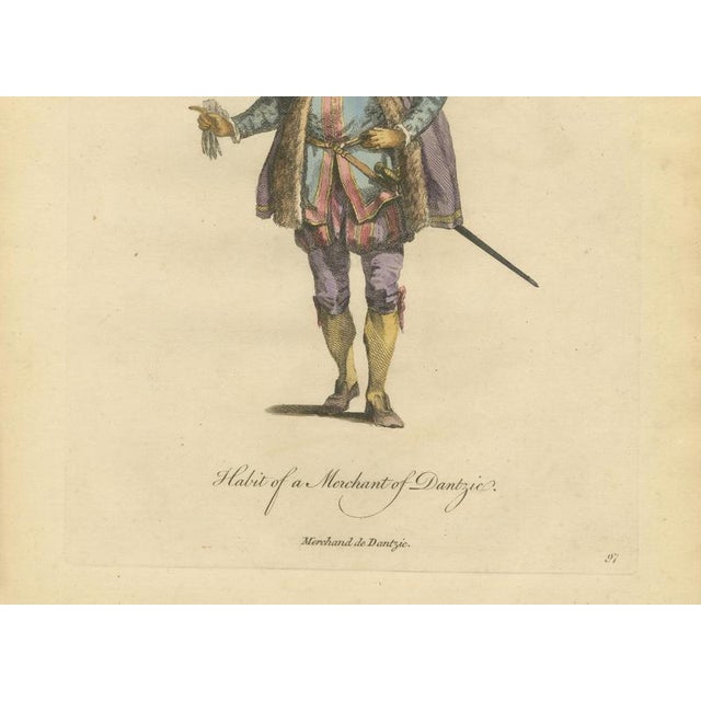 Paper European School, Habit of a Merchant of Dantzic, 1749, Paper Engraving For Sale - Image 7 of 9