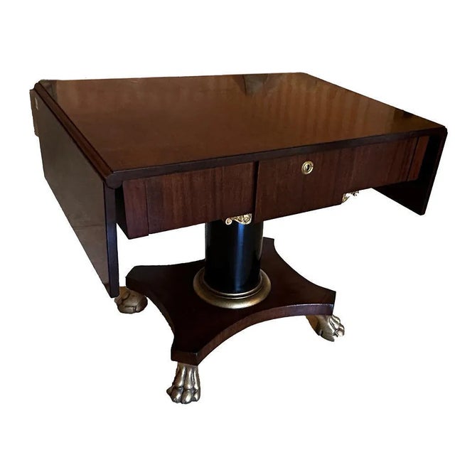 Neoclassical Antique Neoclassical Mahogany Drop-Leaf Table Sofa Table For Sale - Image 3 of 6