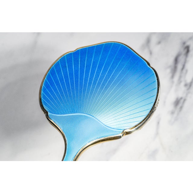 Amazing Antique Guilloche Enamel Sterling Silver Mirror & Brush Set Boxed London 1930 Art Deco Luxury For Sale - Image 4 of 17