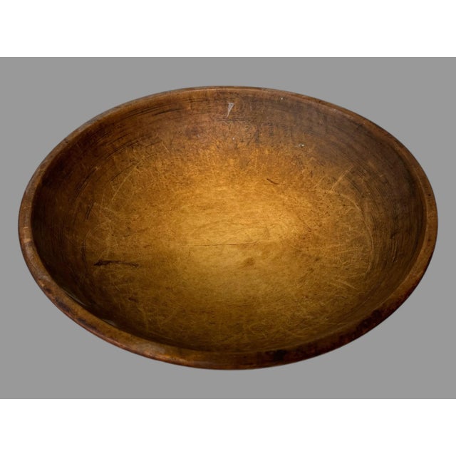 Antique Primitive Country Kitchen Wooden Dough Bowl For Sale - Image 10 of 10