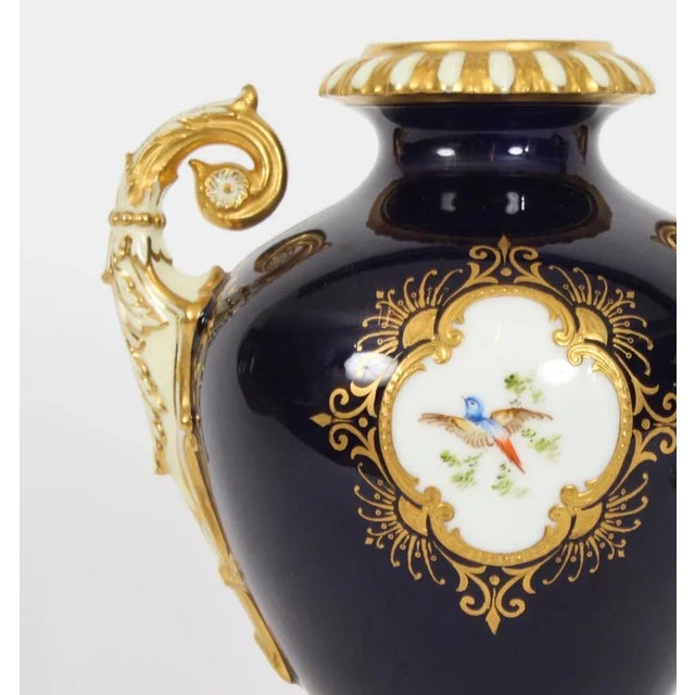 Antique Coalport Vases in Cobalt Blue by A. Perry, 1890s, Set of 2 For Sale - Image 10 of 18