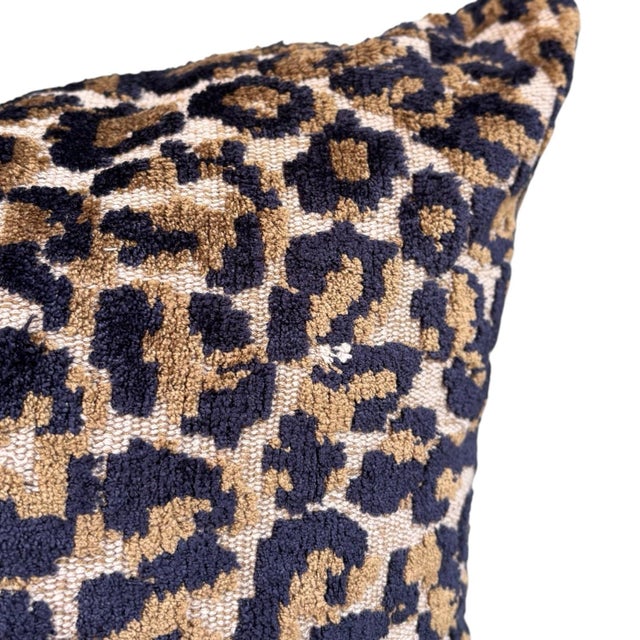 Contemporary Pair of Midnight Gold Leopard Genoa Velvet Weave Pillows For Sale - Image 3 of 5