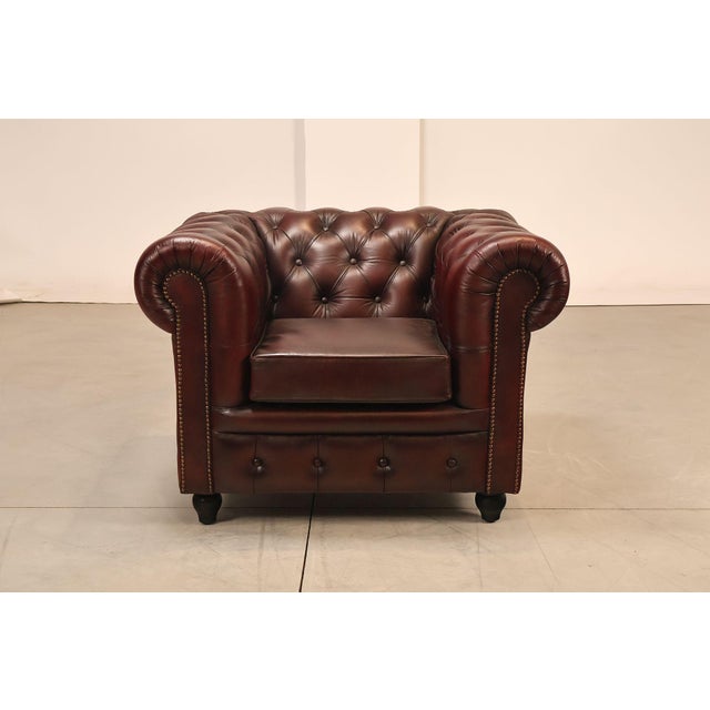 Chesterfield Style Pair of Oxford Red Leather Club Chairs For Sale - Image 13 of 18