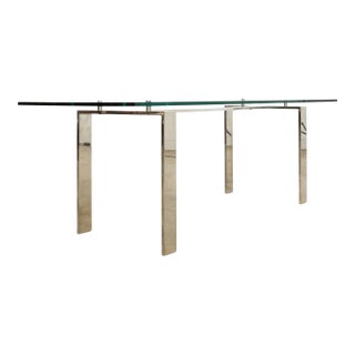 Ralph Lauren Italian Chrome Glass Langham Dining Table For Sale
