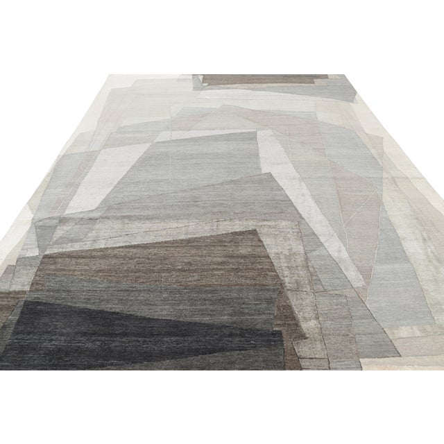 2010s Rug & Kilim Modern Rug With Abstract Geometric Patterns in Beige and Gray For Sale - Image 5 of 7