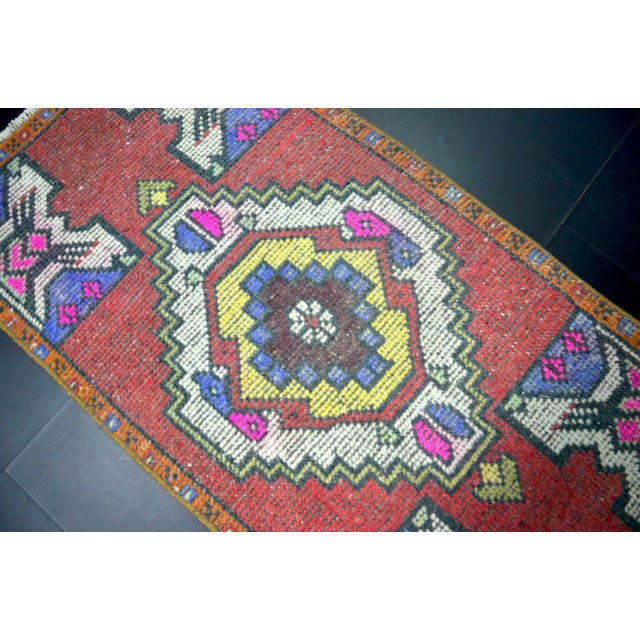 Boho Chic Vintage Turkish Wool Rug For Sale - Image 3 of 6