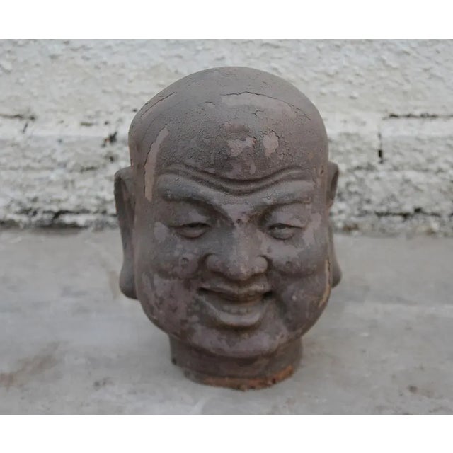 Late 19th Century Smiling Luohan Clay Sculpture For Sale - Image 4 of 5