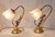 Glass Florentine Table Lamps with Gold-Colored Metal Frames and Frosted Relief Glass Shades, 1970s, Set of 2 For Sale - Image 7 of 7