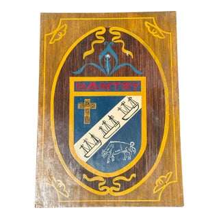 Late 20th Century Bantry - Original Artisan Painted City Crest / Seal Sign on Metal - Ireland For Sale