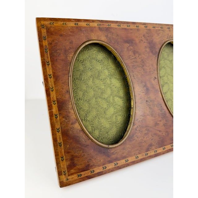 19th Century Antique French Napoleon III Burl Wood Double Photo Frame For Sale - Image 4 of 11