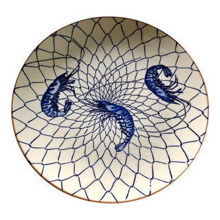 Japanese Blue & White Shrimp Platter For Sale
