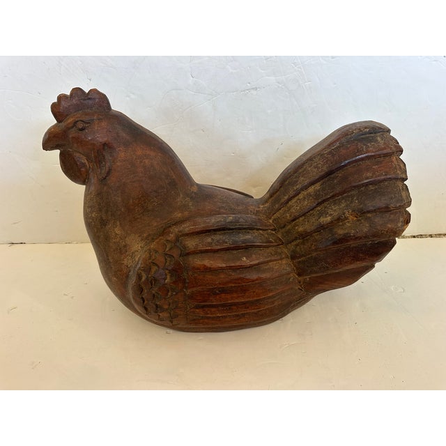 Monumental Carved Wood Antique Rooster or Hen in a Nest Centerpiece For Sale In Philadelphia - Image 6 of 16