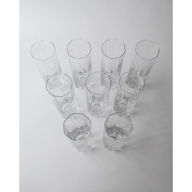 Vintage Octagonal Murano Drinking Glasses, 1980s, Set of 9 For Sale - Image 3 of 12