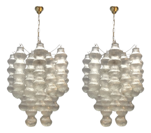 Murano Glass Bubble Chandeliers, Italy, 1980s, Set of 2