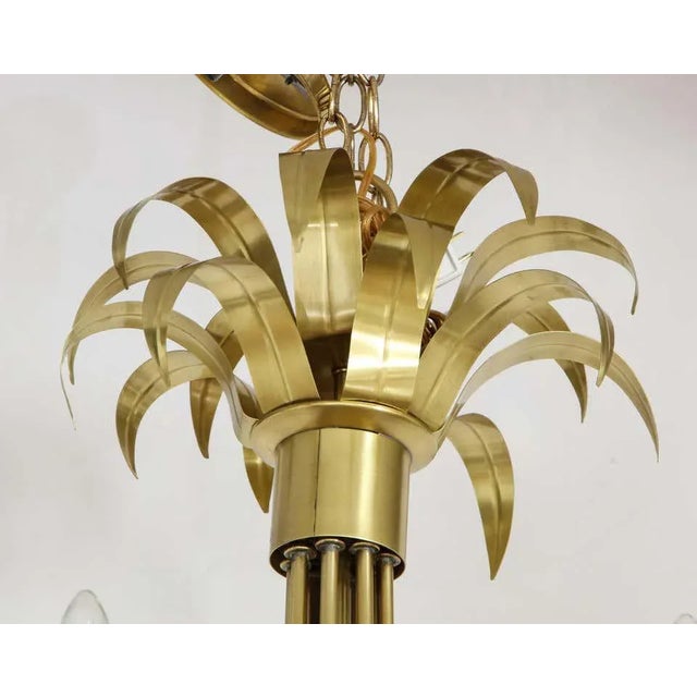 Metal 1950s Eight-Arm Italian Solid Brass Flower Chandelier For Sale - Image 7 of 13