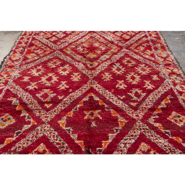 Vintage Moroccan Berber Shag Wool Rug With Diamond Grid by Rug & Kilim, 1950-1959 For Sale In New York - Image 6 of 9
