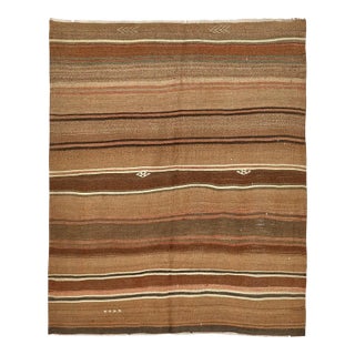 Mid 20th Century Vintage Brown Kars Kilim Rug For Sale