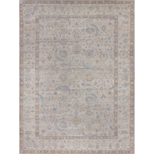 Textile Exquisite Rugs Harper Hand-Knotted New Zealand Wool Beige/Ivory/Blue Rug-9'X12' For Sale - Image 7 of 7