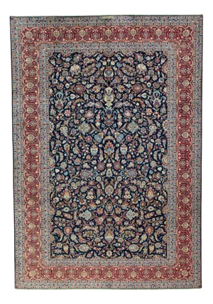 Hand-Knotted Kashan Cork Oriental Rug in Wool