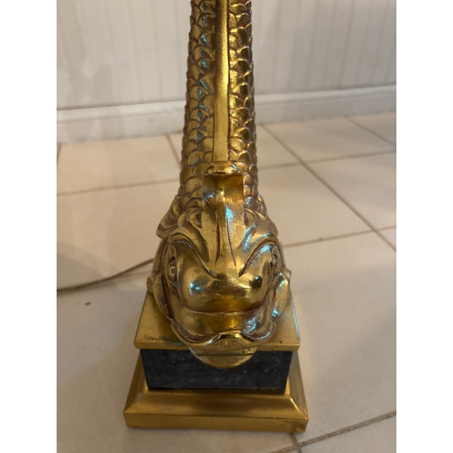 Gilt Brass Dolphin Lamps, a Pair For Sale - Image 10 of 12