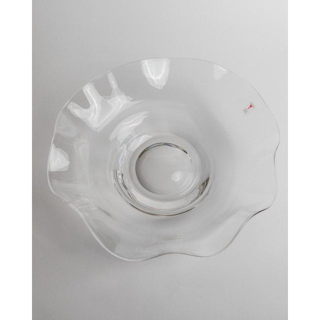 Large Wavy Clear Glass Bowl from Laica Cristalleria, Italy, 1990s For Sale - Image 3 of 13