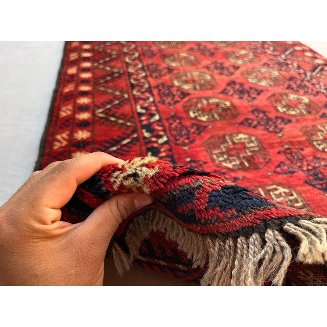 Textile Vintage Afghan Ersari Turkmen Bokhara Gallery Rug - 8'1" X 3'7" For Sale - Image 7 of 12