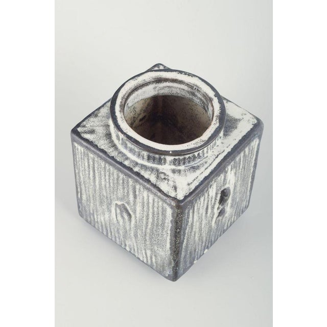Svend Hammershøi (1873–1948) for Kähler. Square vase in glazed ceramic with black-gray double glaze. 1930s/40s....