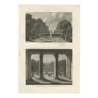 Louis-Pierre Baltard, Views of the Gardens and Vestibule of Saint-Cloud Palace, 1803, Engraving For Sale