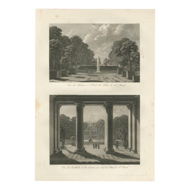 Louis-Pierre Baltard, Views of the Gardens and Vestibule of Saint-Cloud Palace, 1803, Engraving For Sale