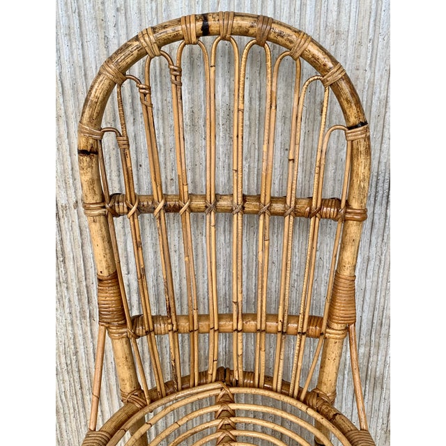 Set of Five French Bamboo and Rattan French Sculptural Dining Chairs circa 1970 For Sale - Image 13 of 18