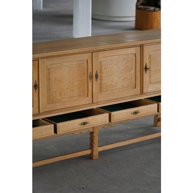 Mid-Century Modern Brutalist Sideboard in Oak by Henning Kjærnulf, 1960s For Sale - Image 12 of 18