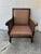 Antique Victorian Barley Twist armchair on Casters. Antique armchair featuring barley twist legs, arms, and stretchers,...